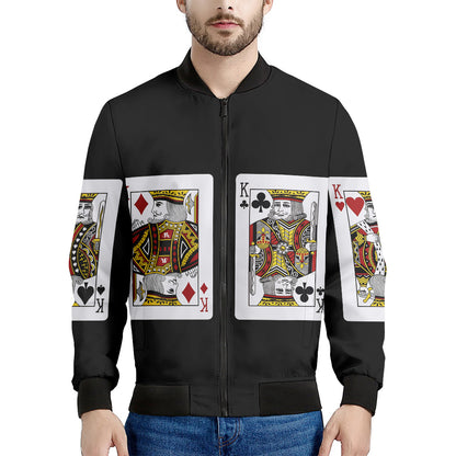 Four Kings Playing Cards Print Men's Bomber Jacket