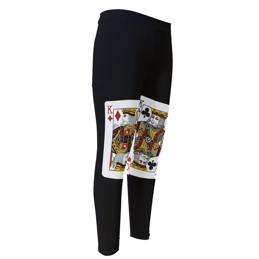 Four Kings Playing Cards Print Men's Compression Pants