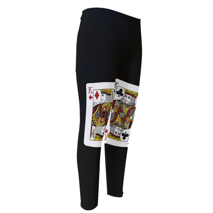 Four Kings Playing Cards Print Men's Compression Pants