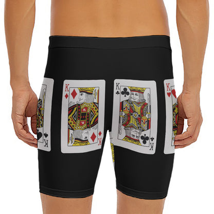Four Kings Playing Cards Print Men's Long Boxer Briefs