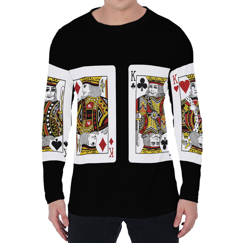 Four Kings Playing Cards Print Men's Long Sleeve T-Shirt