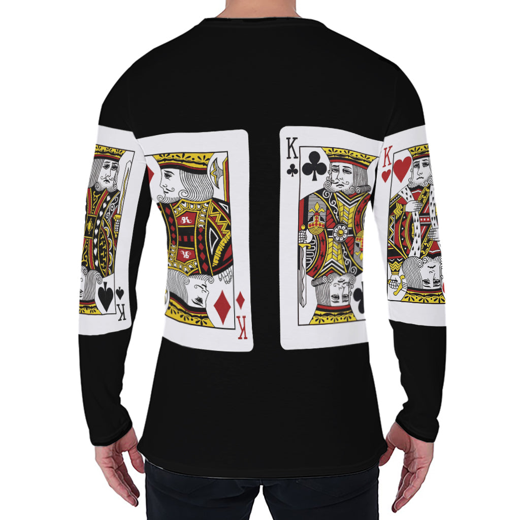 Four Kings Playing Cards Print Men's Long Sleeve T-Shirt
