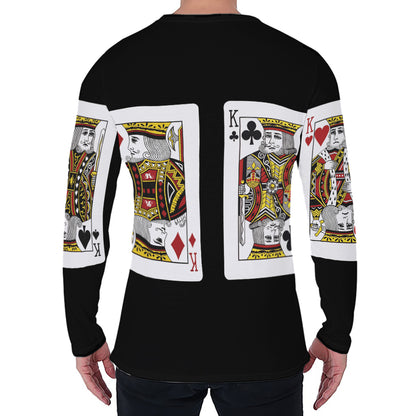 Four Kings Playing Cards Print Men's Long Sleeve T-Shirt