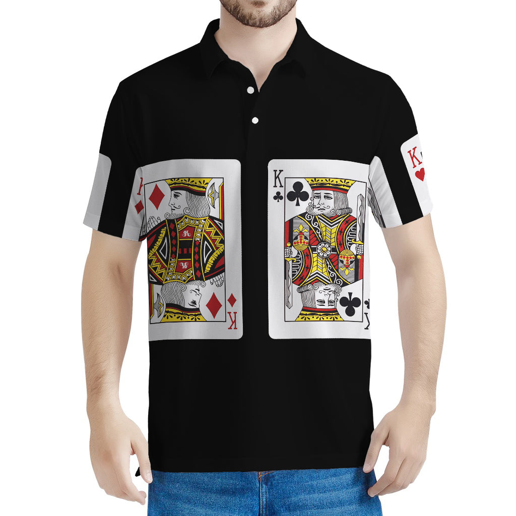 Four Kings Playing Cards Print Men's Polo Shirt
