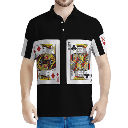 Four Kings Playing Cards Print Men's Polo Shirt