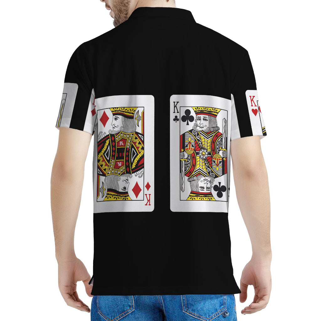 Four Kings Playing Cards Print Men's Polo Shirt