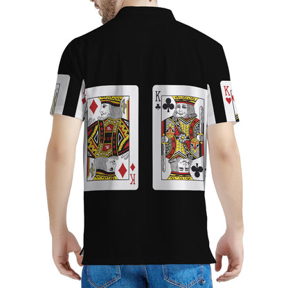 Four Kings Playing Cards Print Men's Polo Shirt