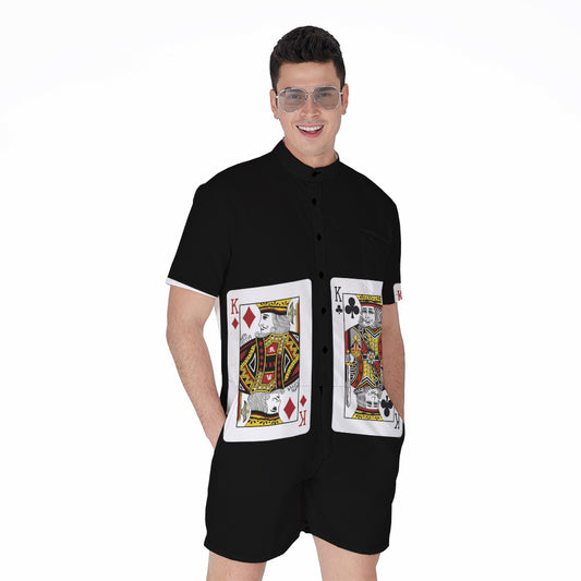 Four Kings Playing Cards Print Men's Rompers