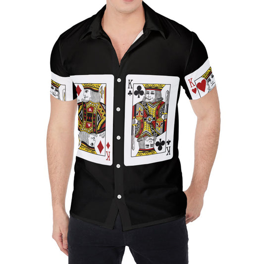 Four Kings Playing Cards Print Men's Shirt