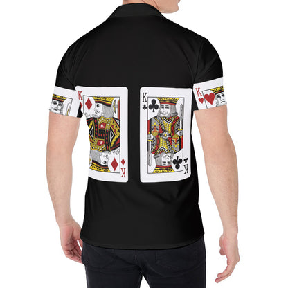 Four Kings Playing Cards Print Men's Shirt