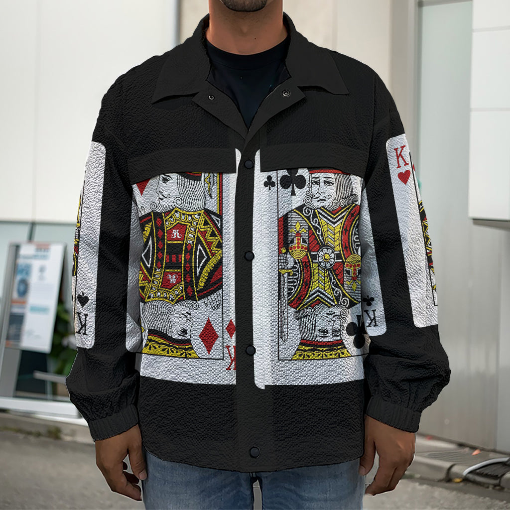 Four Kings Playing Cards Print Men's Shirt Jacket