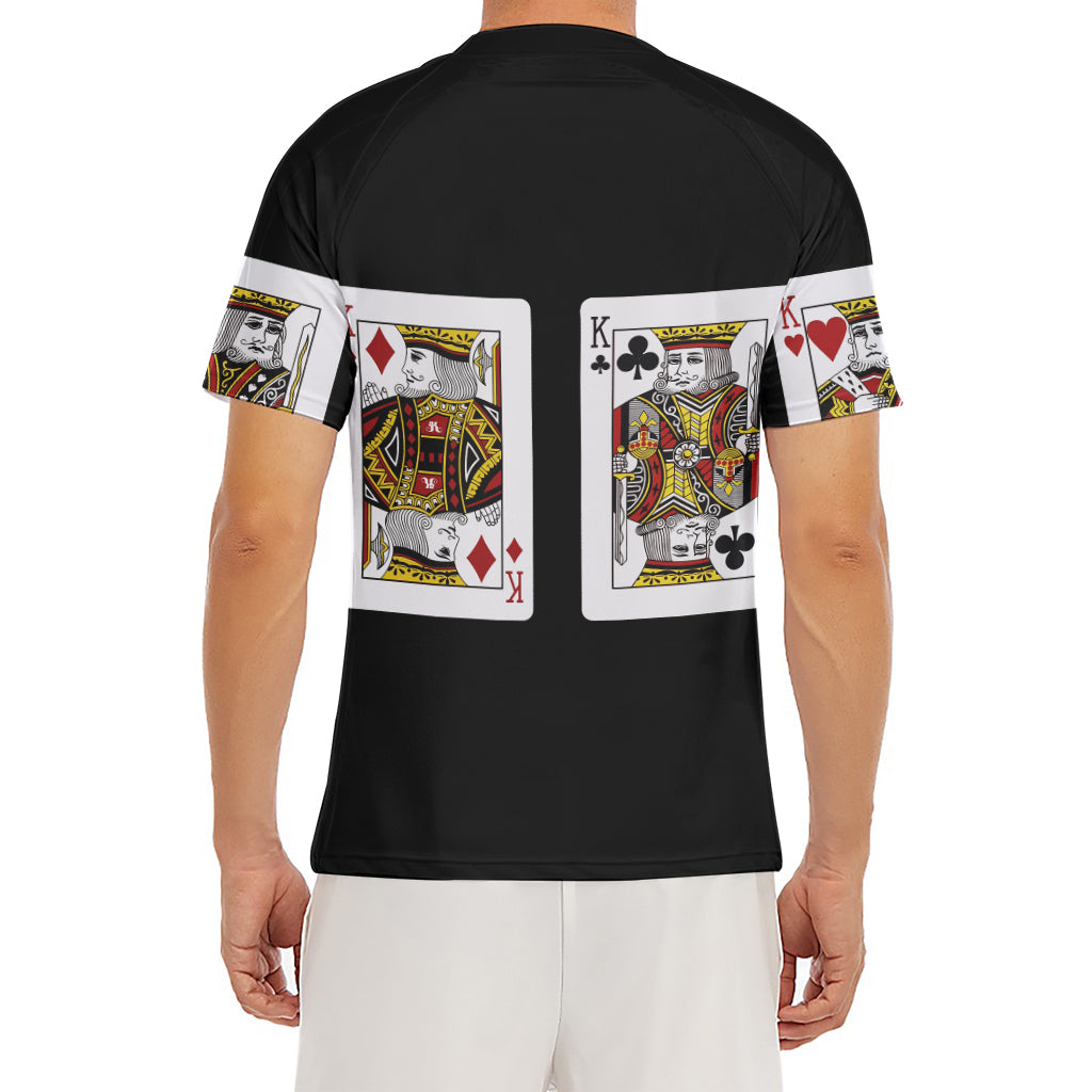 Four Kings Playing Cards Print Men's Short Sleeve Rash Guard