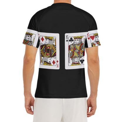 Four Kings Playing Cards Print Men's Short Sleeve Rash Guard