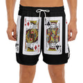 Four Kings Playing Cards Print Men's Split Running Shorts