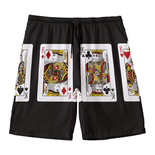 Four Kings Playing Cards Print Men's Swim Trunks