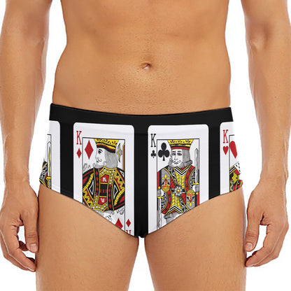 Four Kings Playing Cards Print Men's Triangle Swim Briefs