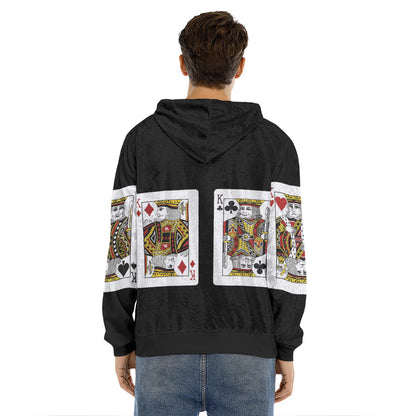 Four Kings Playing Cards Print Men's Velvet Pullover Hoodie