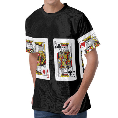 Four Kings Playing Cards Print Men's Velvet T-Shirt