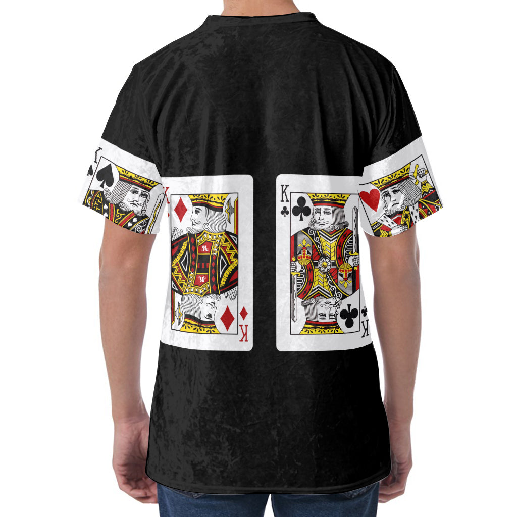 Four Kings Playing Cards Print Men's Velvet T-Shirt