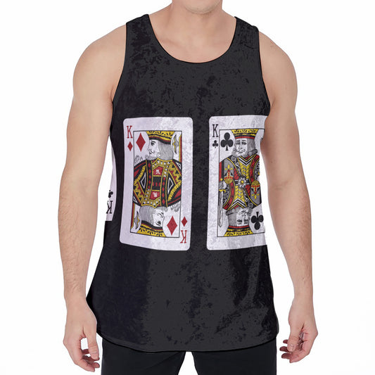 Four Kings Playing Cards Print Men's Velvet Tank Top