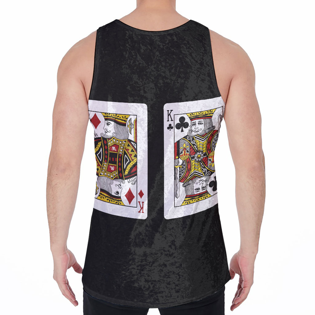 Four Kings Playing Cards Print Men's Velvet Tank Top