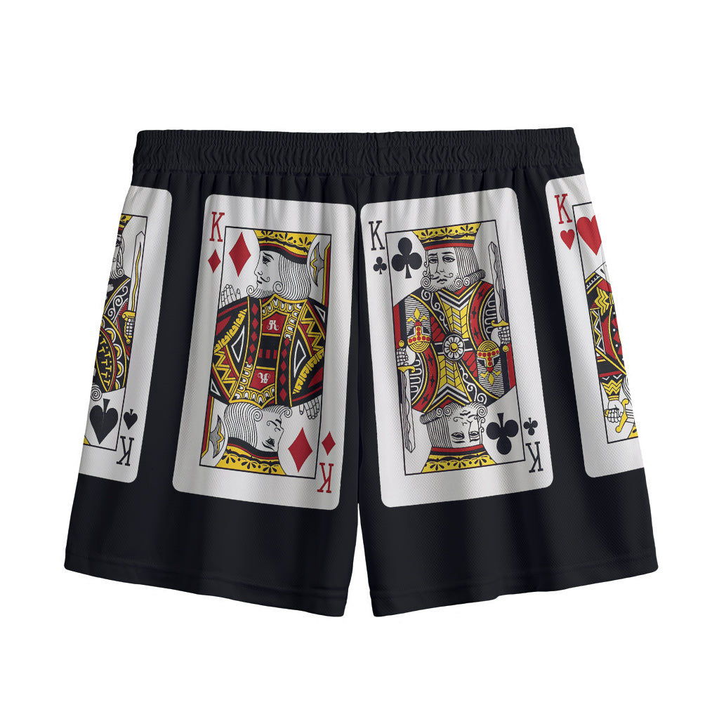 Four Kings Playing Cards Print Mesh Shorts