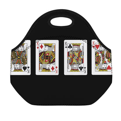 Four Kings Playing Cards Print Neoprene Lunch Bag