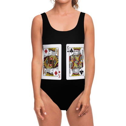 Four Kings Playing Cards Print One Piece Swimsuit