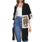 Four Kings Playing Cards Print Open Front Beach Cover Up