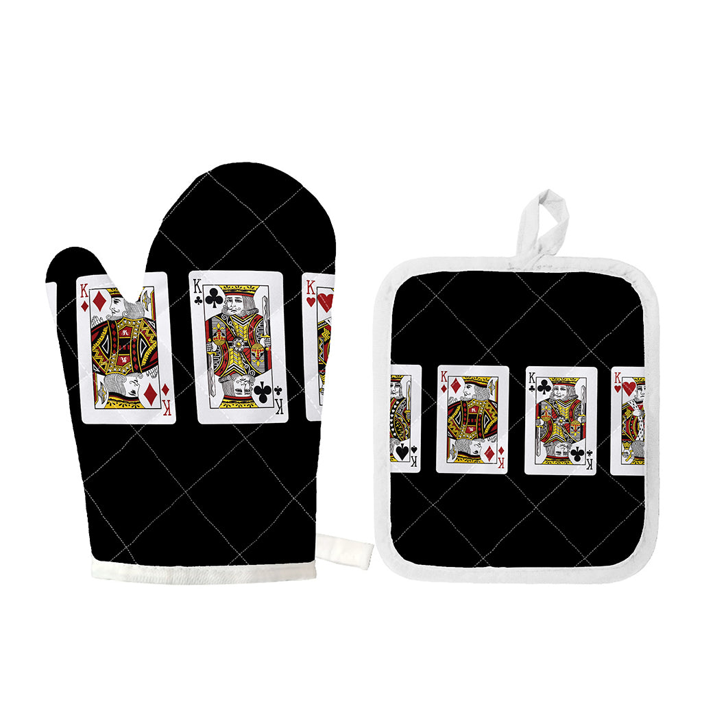 Four Kings Playing Cards Print Oven Mitt And Pot Holder Set