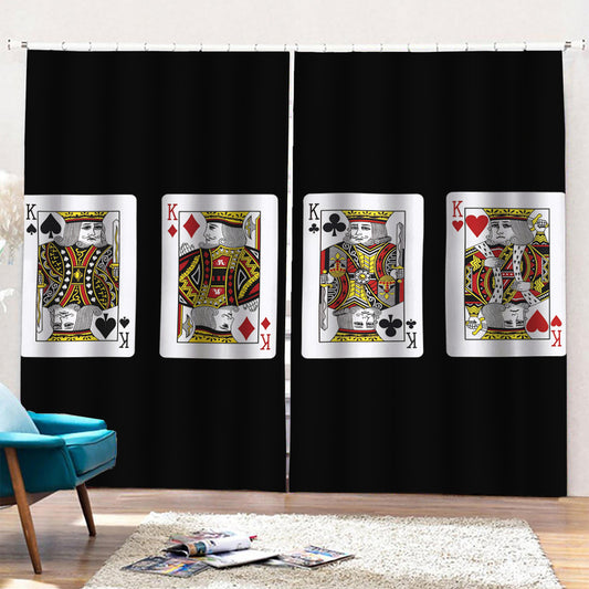 Four Kings Playing Cards Print Pencil Pleat Curtains
