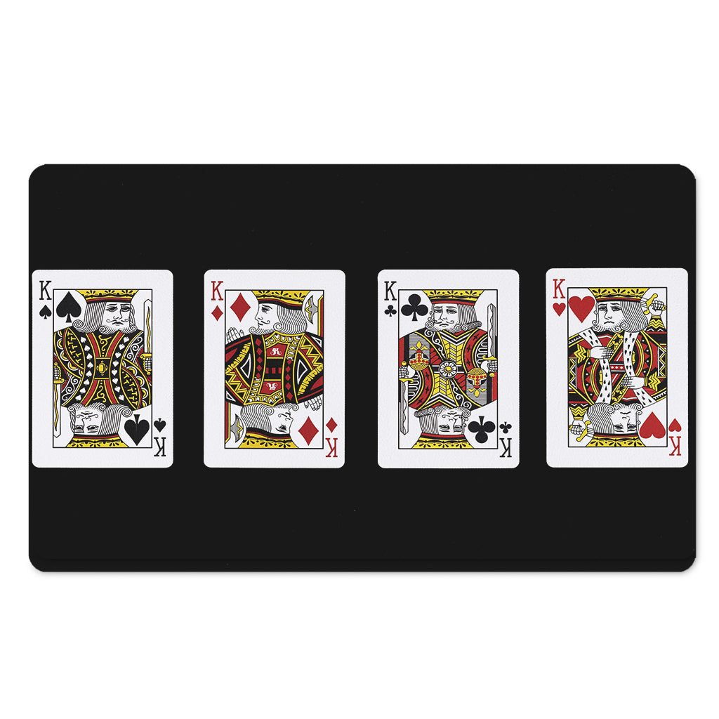 Four Kings Playing Cards Print Polyester Doormat