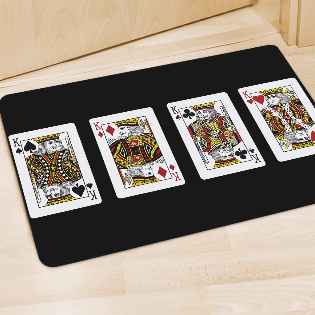 Four Kings Playing Cards Print Polyester Doormat