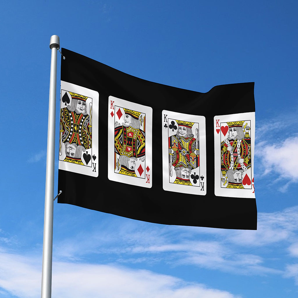 Four Kings Playing Cards Print Polyester Flag