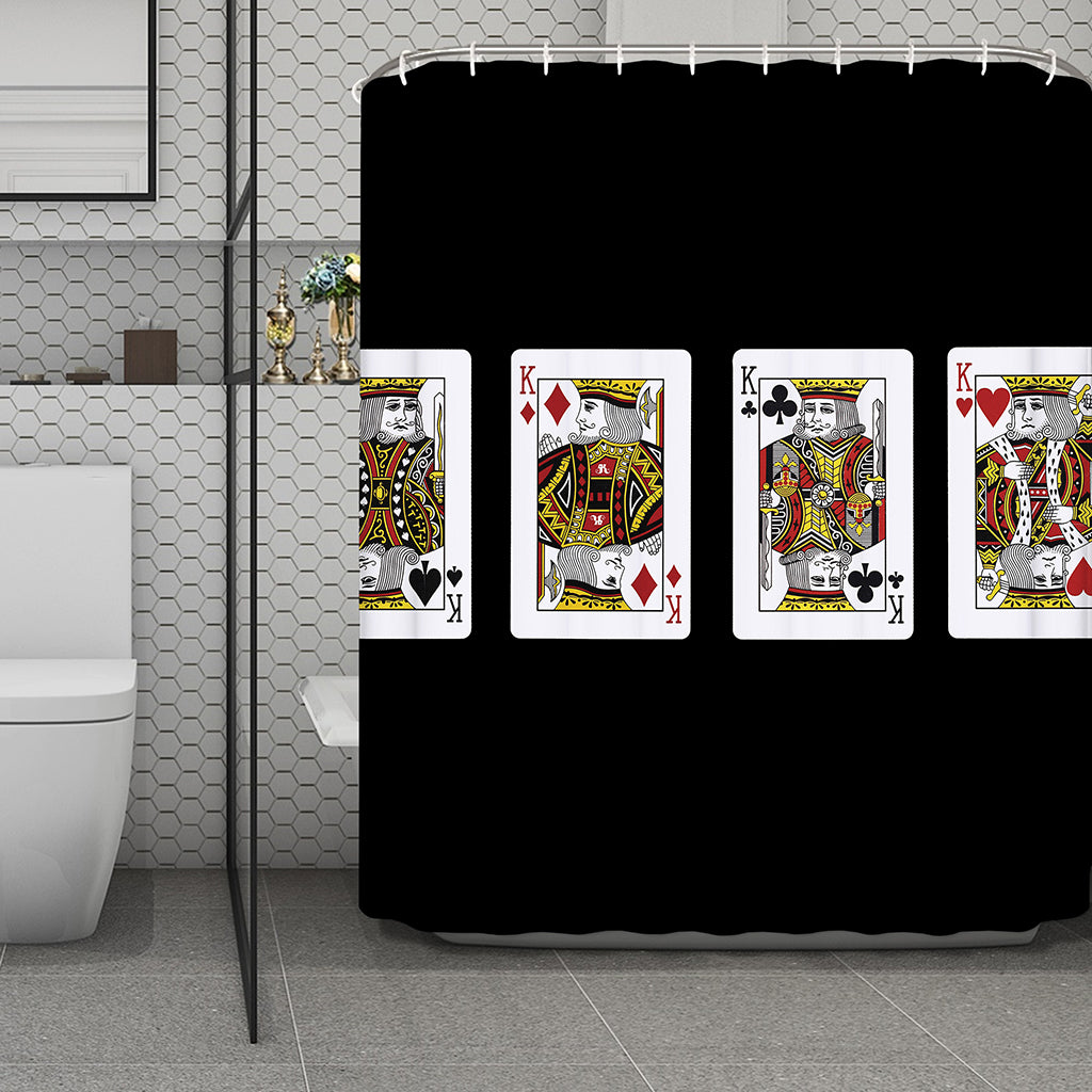 Four Kings Playing Cards Print Polyester Shower Curtain