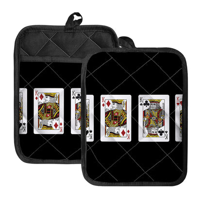 Four Kings Playing Cards Print Pot Holders With Pocket