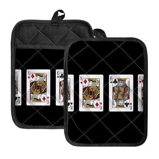Four Kings Playing Cards Print Pot Holders With Pocket