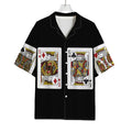 Four Kings Playing Cards Print Rayon Hawaiian Shirt