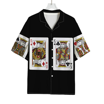 Four Kings Playing Cards Print Rayon Hawaiian Shirt