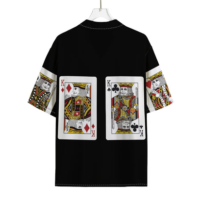Four Kings Playing Cards Print Rayon Hawaiian Shirt