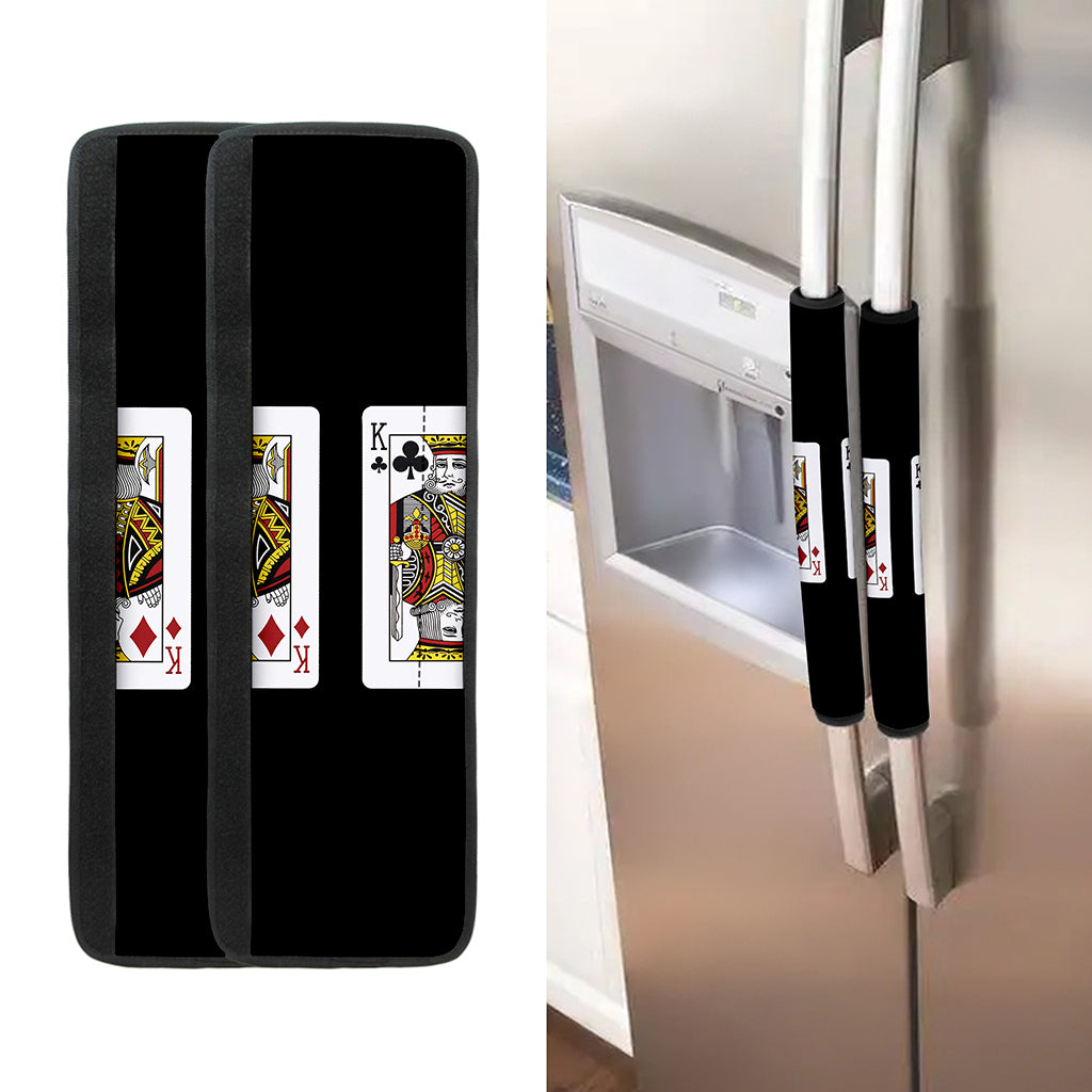 Four Kings Playing Cards Print Refrigerator Handle Covers