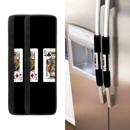 Four Kings Playing Cards Print Refrigerator Handle Covers