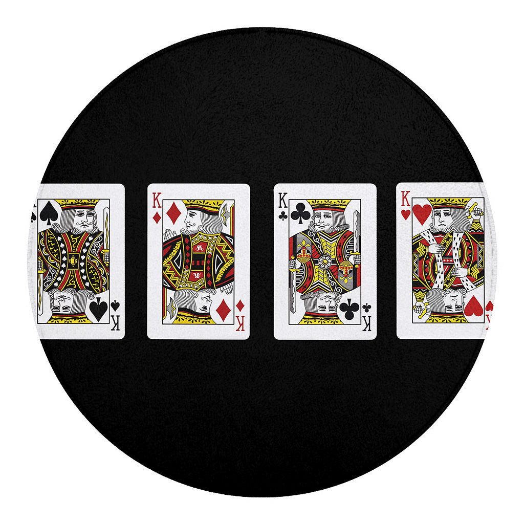 Four Kings Playing Cards Print Round Blanket