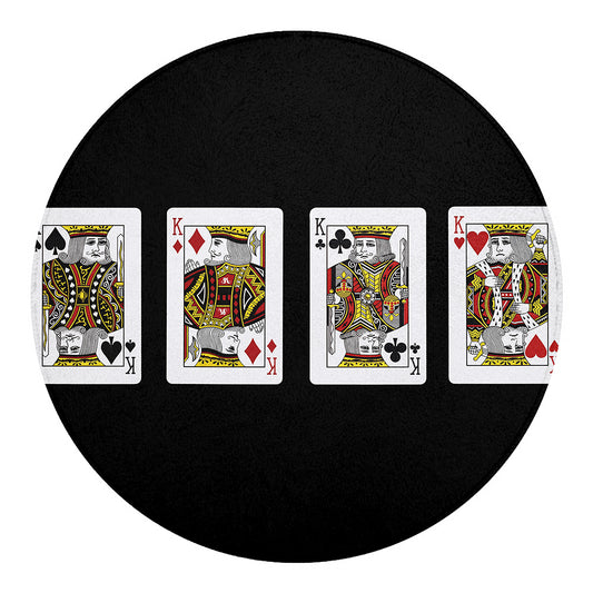 Four Kings Playing Cards Print Round Blanket
