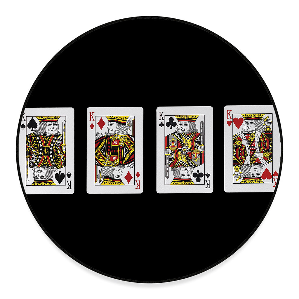 Four Kings Playing Cards Print Round Floor Mat
