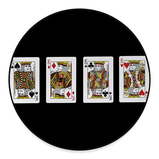 Four Kings Playing Cards Print Round Floor Mat