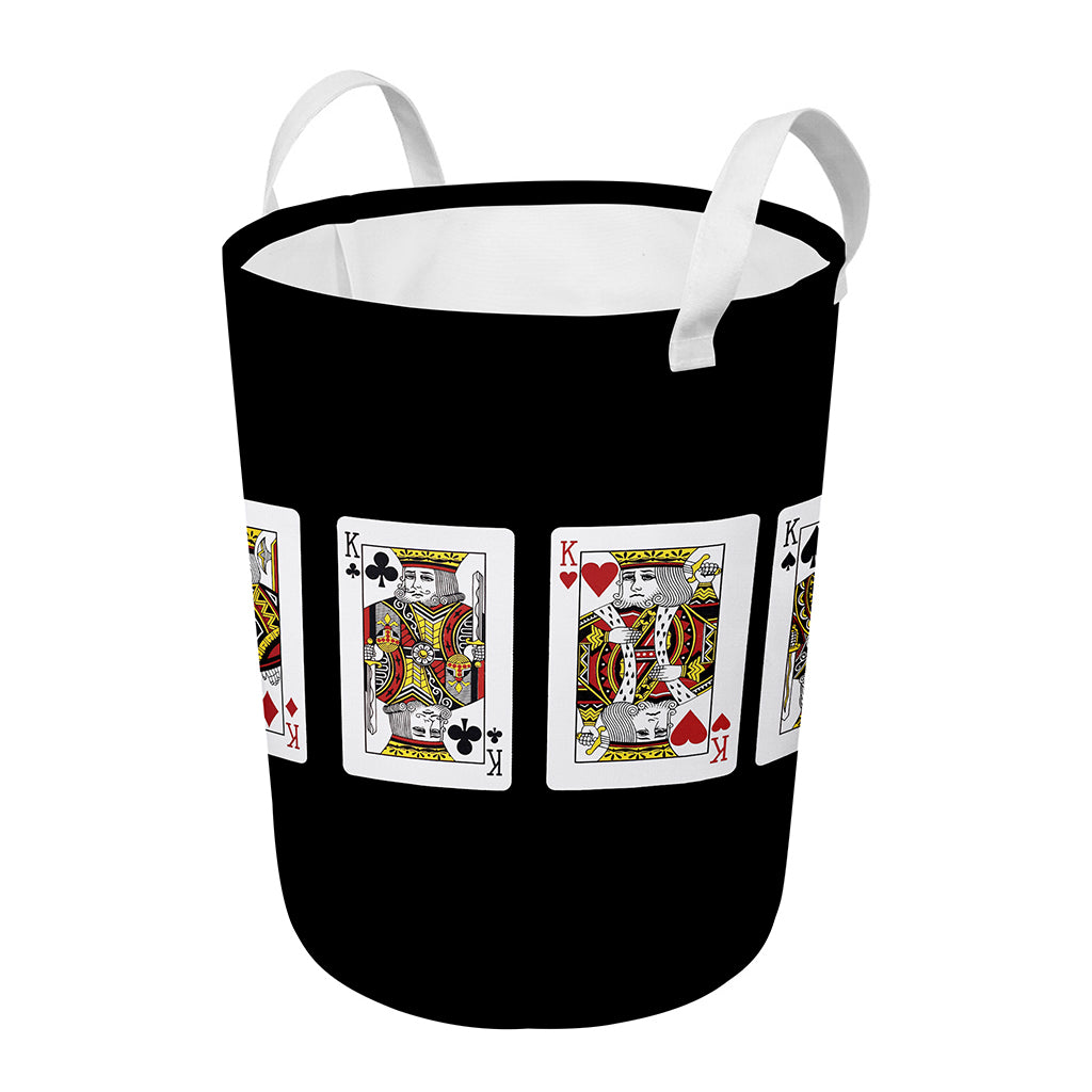 Four Kings Playing Cards Print Round Laundry Basket