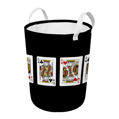 Four Kings Playing Cards Print Round Laundry Basket