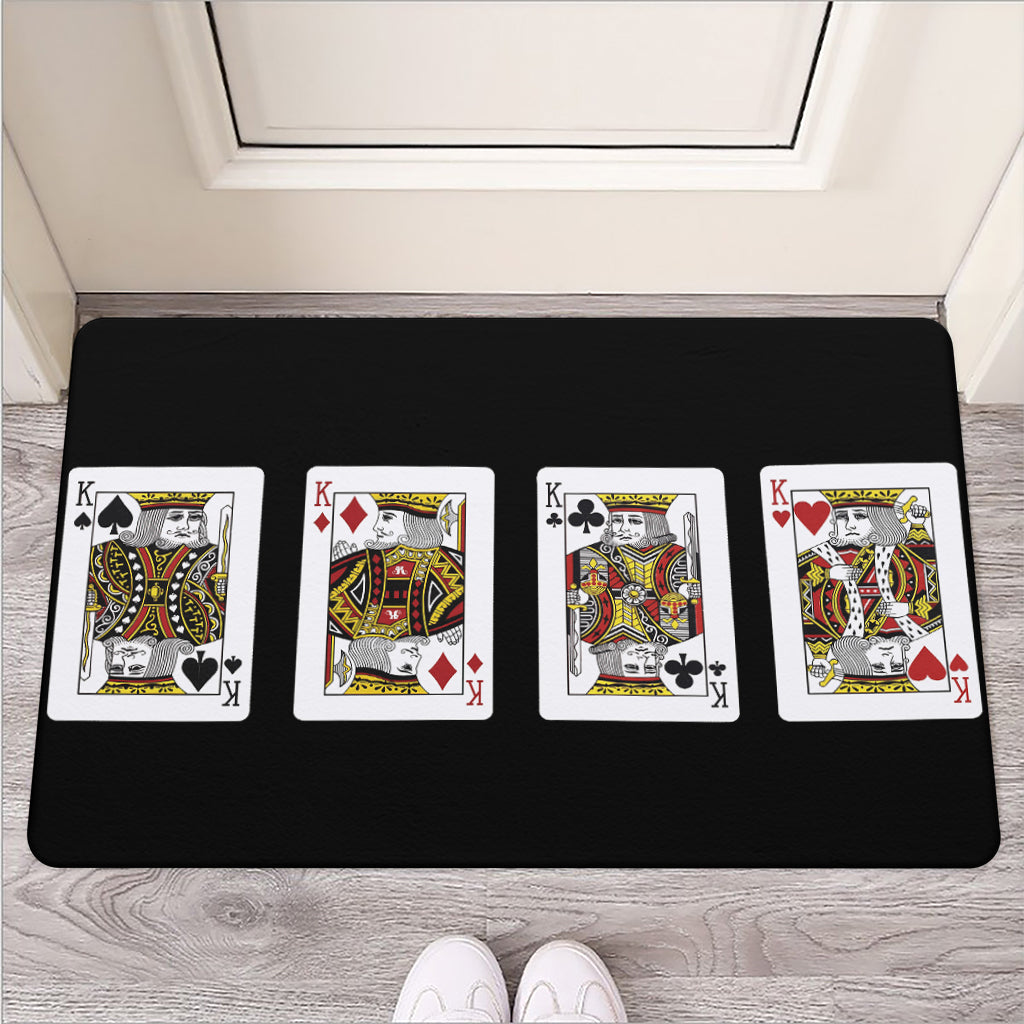 Four Kings Playing Cards Print Rubber Doormat