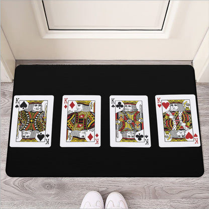 Four Kings Playing Cards Print Rubber Doormat